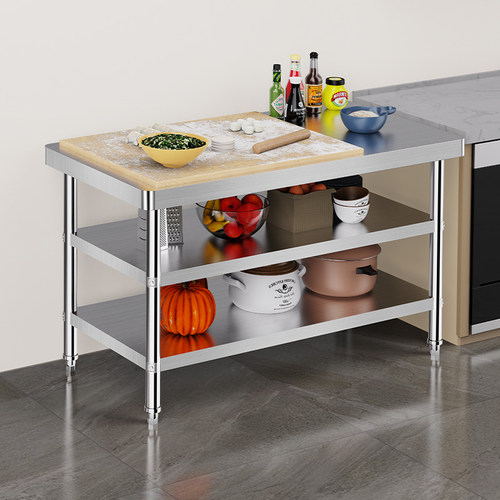 定做三层不锈钢工作台厨房专用操作台商用打荷台灶台架切菜案板桌-封面