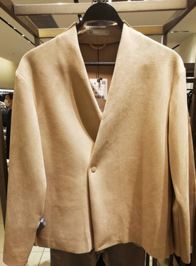 ZA  XIONG 秋季新款 绒面质感效果无翻领休闲西装 复古男女小外套