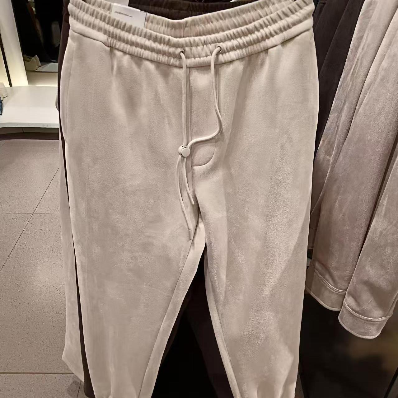 鹿皮绒休闲长裤松紧腰束脚裤