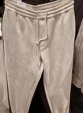 ZA XIONG秋季新男装鹿皮绒直筒休闲裤松紧腰束脚长裤3046374712