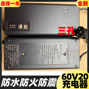 龙源泉灌胶60V20Ah电动车充电器72V铅酸二三轮车原装正品三孔品头
