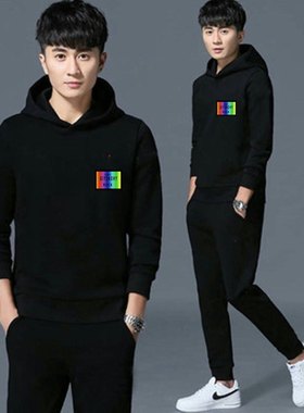 连帽卫衣男春秋潮牌男生衣服男装一套搭配帅气套装网红休闲两件套