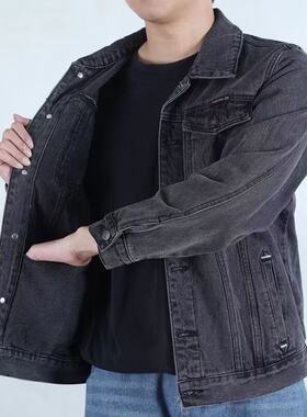 2027冬季加绒大码牛仔工作服男加厚保暖耐磨外套工地汽修工装夹克