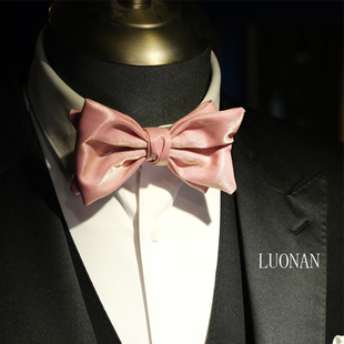 罗楠原创粉色金闪鱼尾仿手打领结宴会主持人新郎伴郎领花