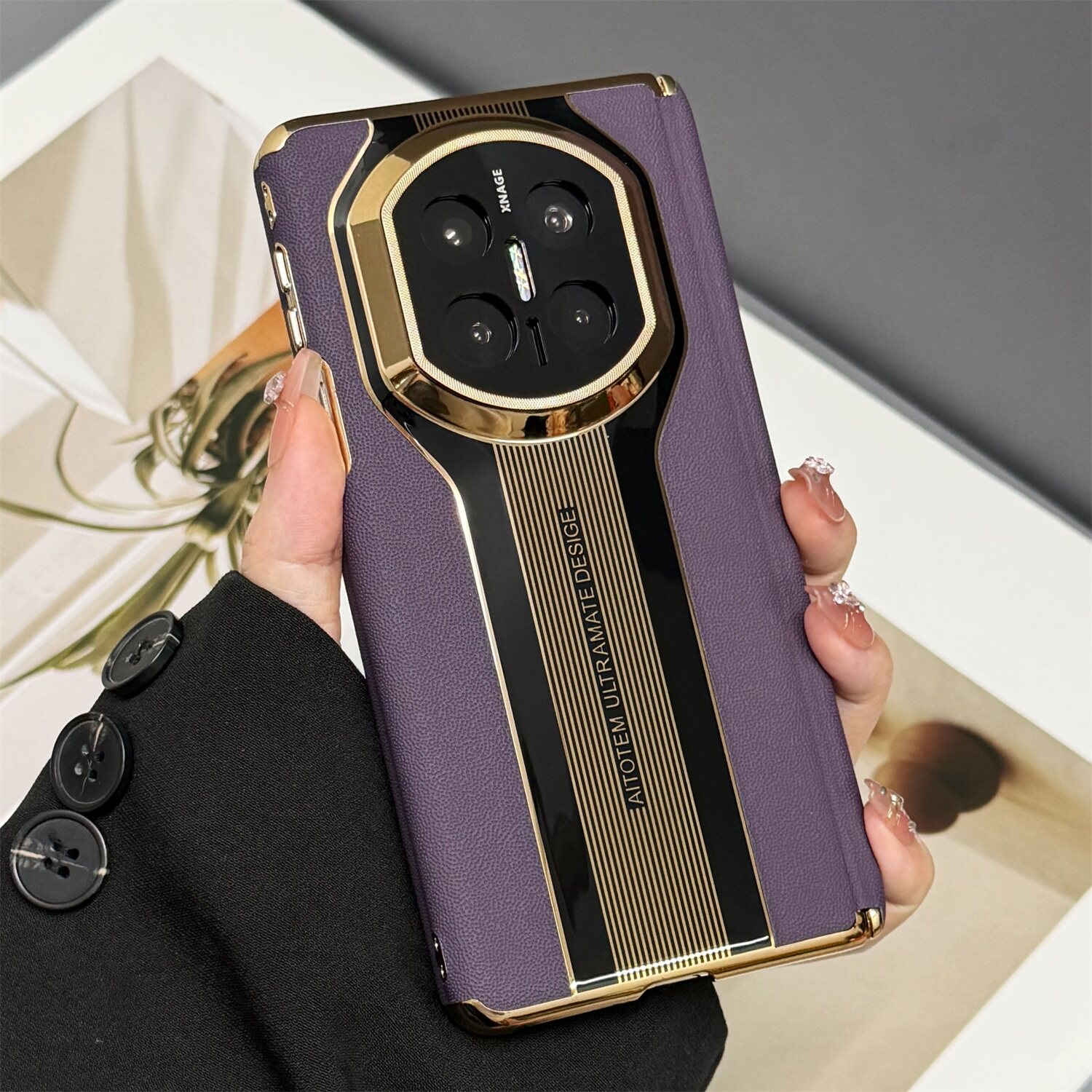 保时捷适用X7手机壳纯色屏x6精选皮纹典藏版双中轴保护套x5全包防摔套男女款X3