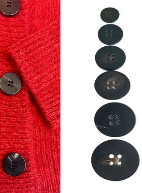 黑色天然牛角平面四眼扣西装外套风衣扣子休闲毛衣开衫装饰扣