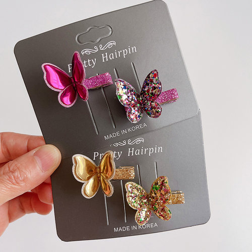 儿童可爱女童韩国闪粉小蝴蝶发夹