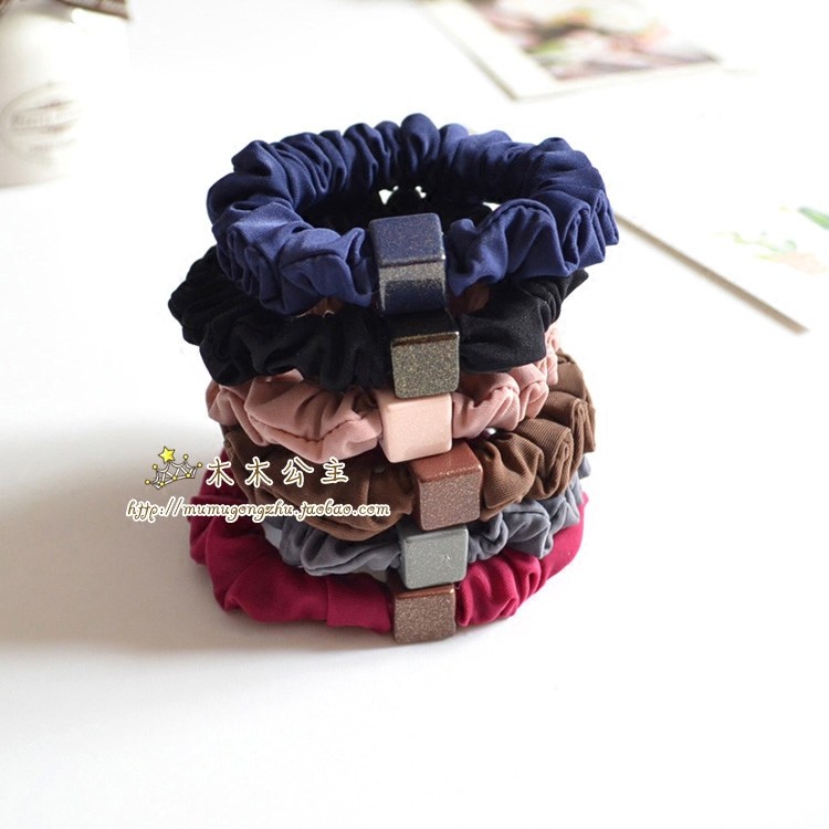 初中生皮筋发饰柔软布方块头绳头扎女童发圈成人马尾丸子头发绳