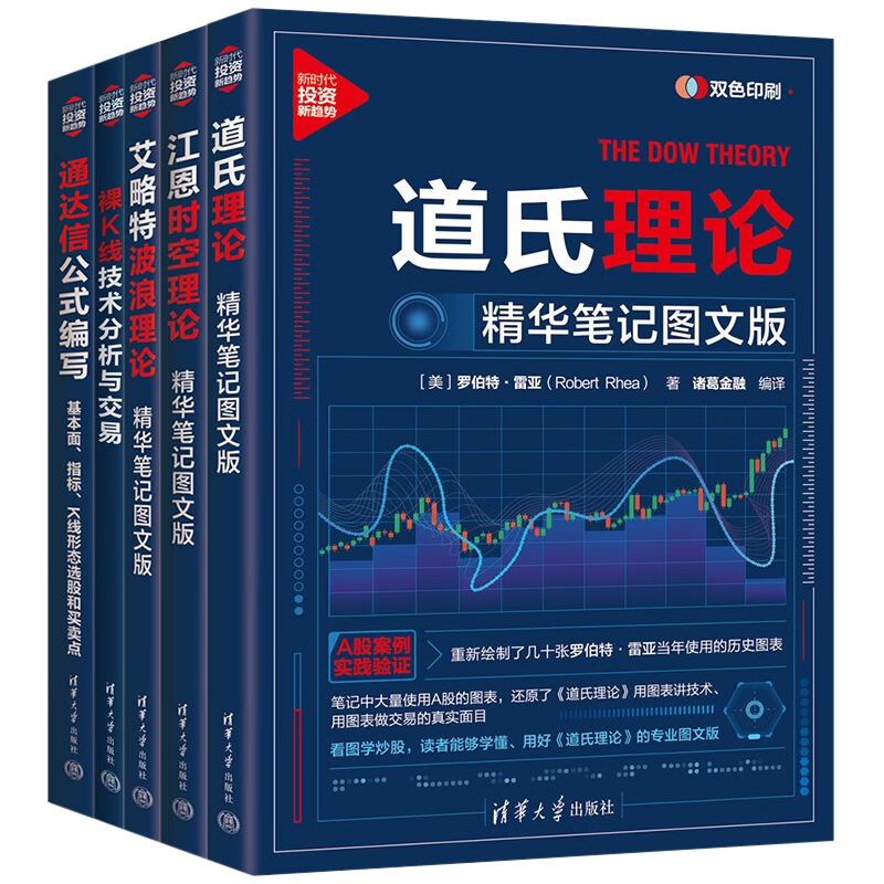 5册 新时代 投资新趋势 道氏理 论精华笔记图文版+江恩时空理论+艾略特波浪理论+裸K线技术分析与交易+通达信公式编写