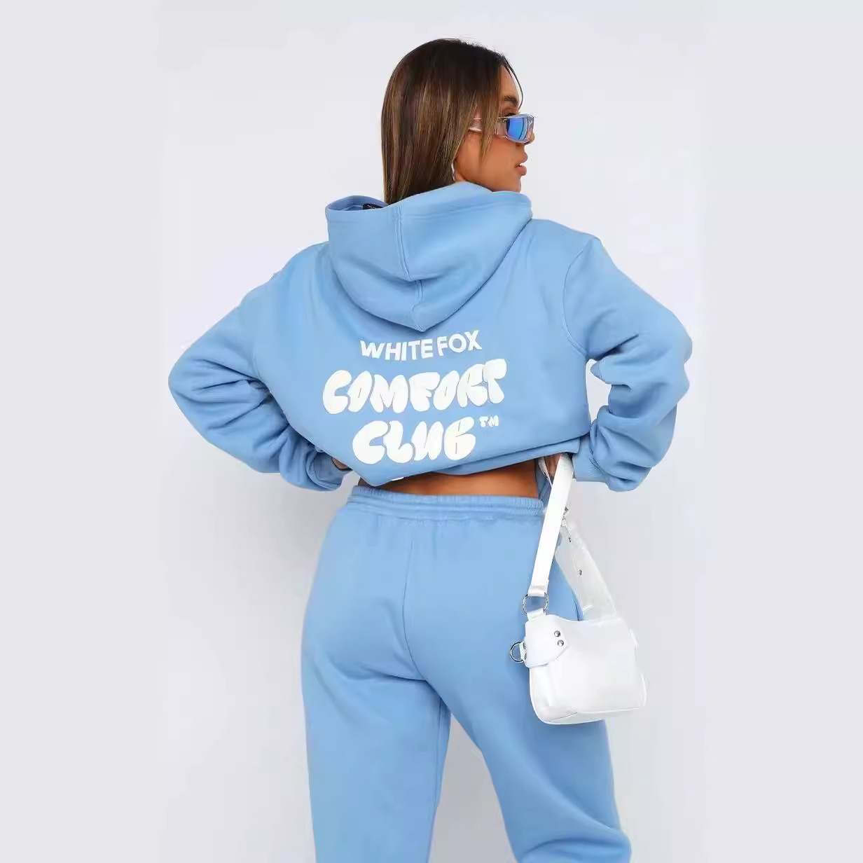 欧美连帽卫衣卫裤套装纯色运动套装LOGO长袖连帽衫Hoodie tracks