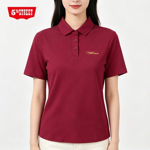 第五街5th street夏女装休闲运动T恤短袖翻领POLO衫370516-252