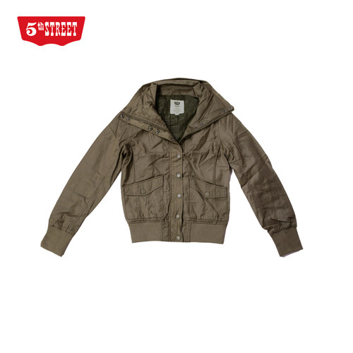 第五街5th street女装修身复古夹克长袖罗纹高领短外套24650136