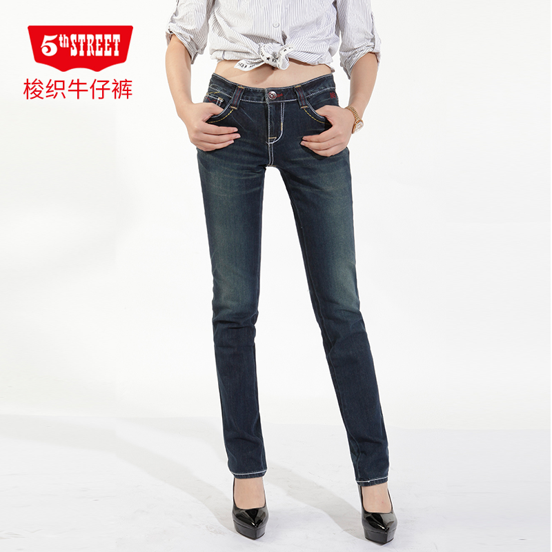 第五街5th street女装低腰修身弹力小直筒休闲牛仔裤31619002