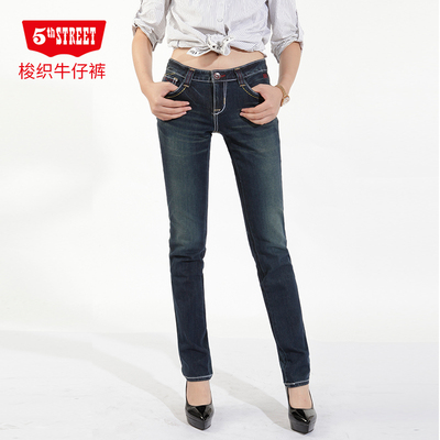 第五街5th street女装低腰修身弹力小直筒休闲牛仔裤31619002
