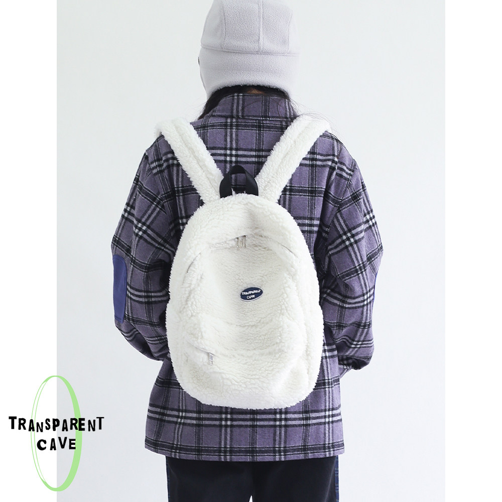 투명 동굴 부드러운 램스울 배낭 4가지 색상 모피 백팩으로 돌려보내세요