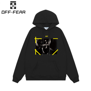 OFF时尚 宽松大码 春秋季 潮流百搭WHITE纯棉休闲款 连帽卫衣 男士 正品