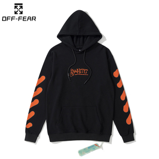 上衣潮 卫衣logo长袖 正品 OFF男女斑马线箭头WHITE秋冬休闲宽松大码