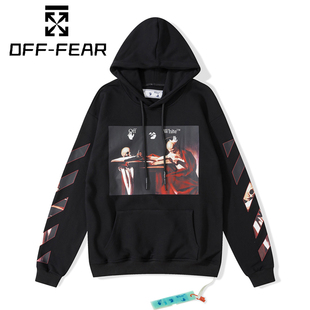 连帽卫衣 纯棉保暖上衣WHITE潮流百搭休闲宽松大码 正品 OFF春秋冬季