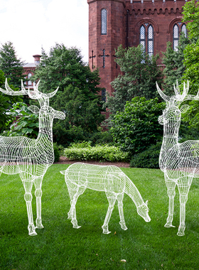 花园林镂空不锈钢丝小品动物雕塑
