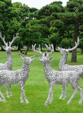 不锈钢铁艺抽象动物镂空园林景观