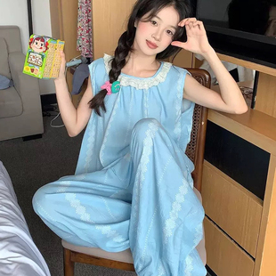 韩系ins风可外穿家居服套装 睡衣女夏季 星 4072 甜美少女风无袖