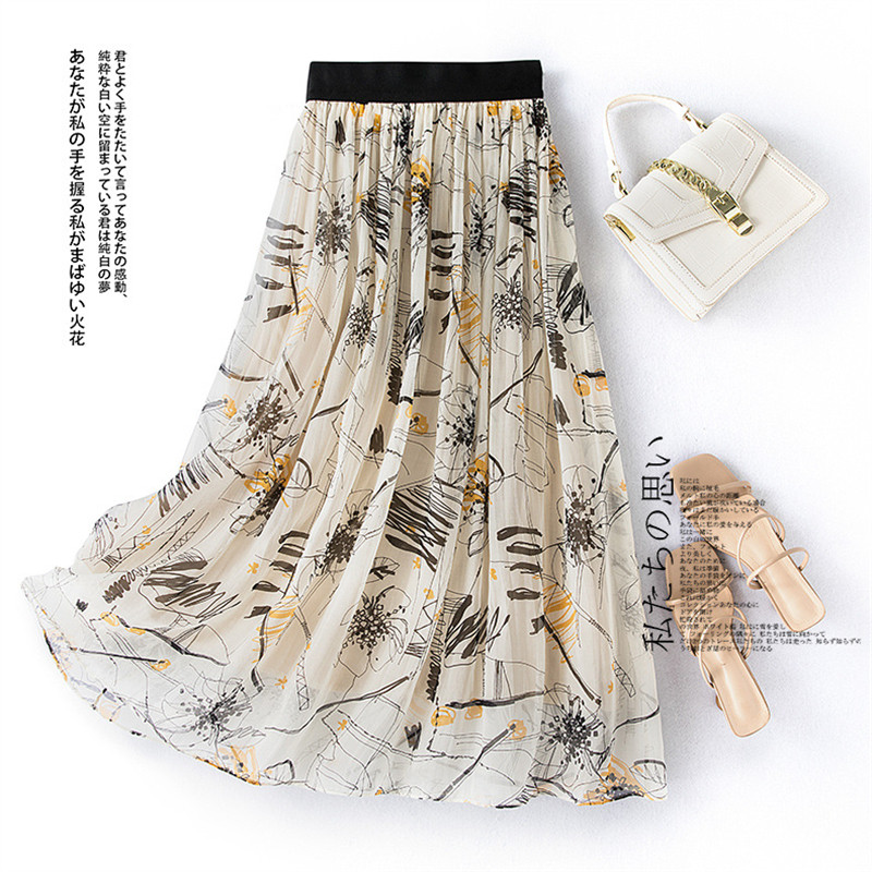 女夏季真丝碎花优雅桑蚕丝半身裙