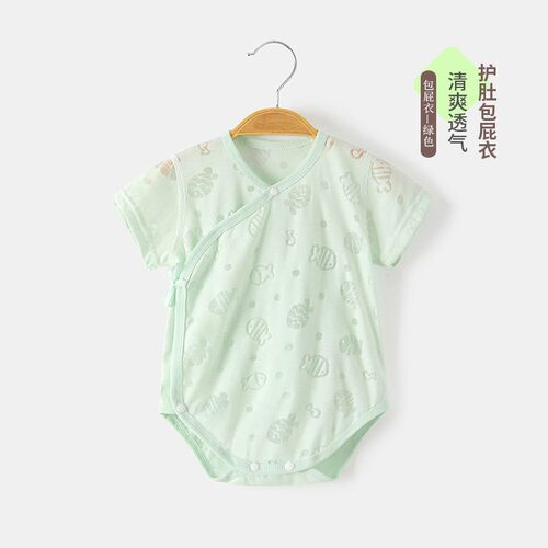 新生儿衣服夏宝宝连体衣婴儿短袖包屁衣薄款0到3个月三角哈衣爬服