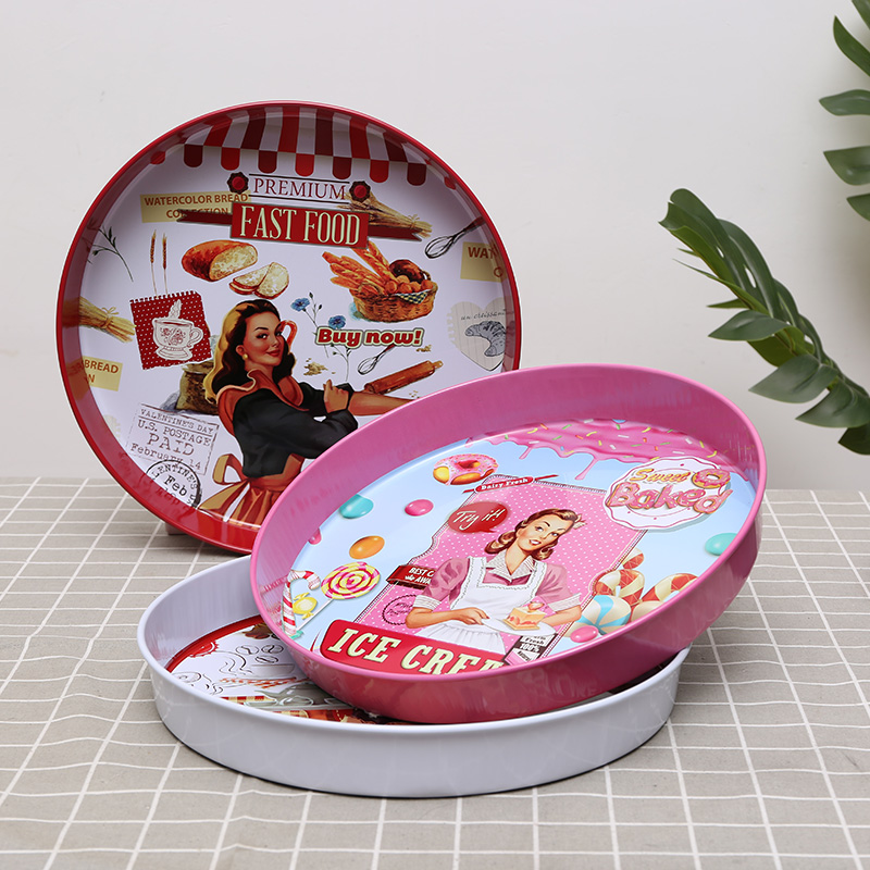 铁艺托盘家用杯子收纳盒创意茶几桌面茶点零食干果盘瓜子圆形餐盘,收纳整理,食物收纳盒,淘宝优惠券,粉丝福利购,淘宝优惠卷