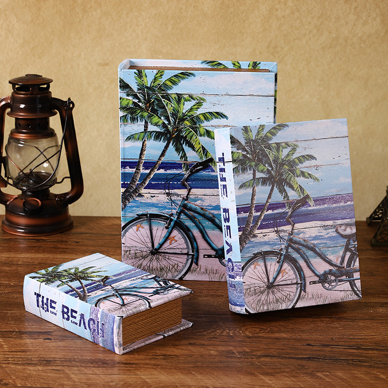 木质假书收纳盒复古皮革仿真书客厅摆件拍摄道具书籍模型书本盒子