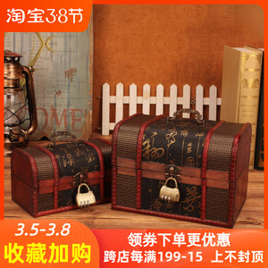 仿古收纳盒带锁木头箱子密室逃脱道具藏宝箱复古风老式密码小箱子