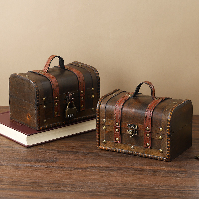 复古手提小宝箱带密码锁杂物收纳整理盒古玩收藏箱子橱窗道具木盒,收纳整理,桌面收纳盒,淘宝优惠券,粉丝福利购,淘宝优惠卷