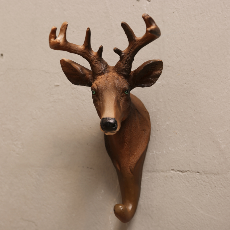 鹿头装饰挂钩家居进门口玄关墙壁北欧风创意可爱钥匙个性衣帽钩子