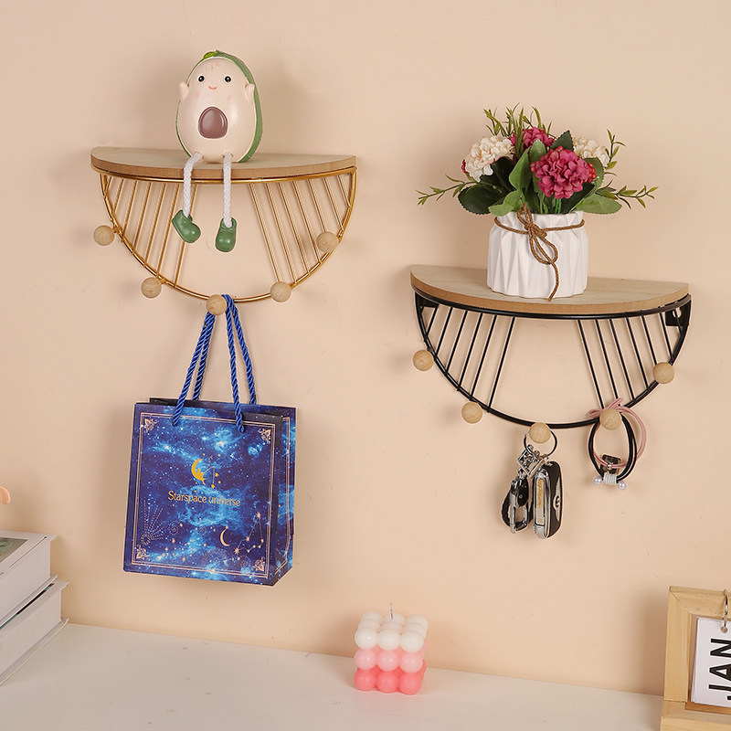 创意客厅墙上多功能置物架钥匙挂钩装饰墙壁壁挂化妆品包收纳挂架