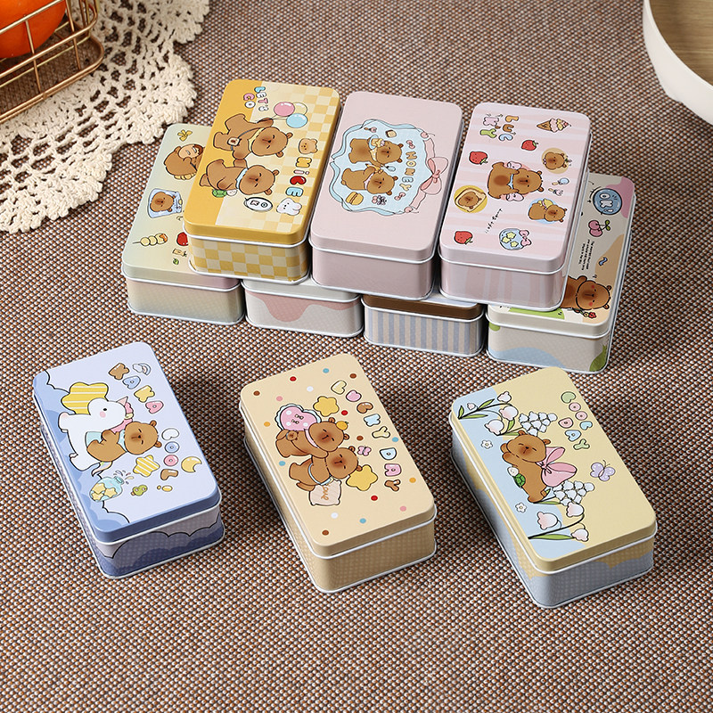 卡皮巴拉加厚马口铁盒子创意空盒可爱桌面杂物收纳盒儿童伴手礼盒