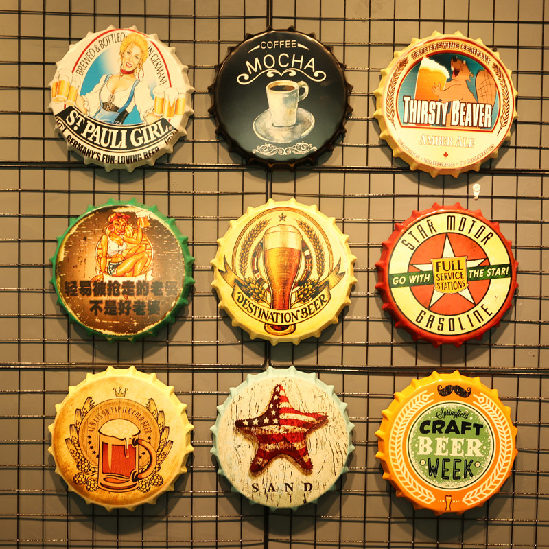 火锅店餐厅墙面壁饰复古工业风酒吧墙上装饰创意酒瓶盖铁皮画挂件|ruв категории Домашний быт, роспись - от Buy2taobao.com для оказания профессиональной услуги покупки агента Taobao