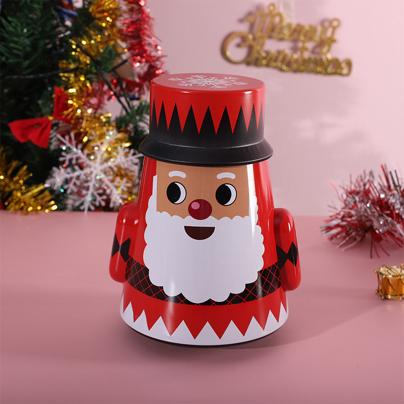 新款圣诞不倒翁糖果收纳盒可爱儿童带盖喜糖盒伴手礼盒铁盒包装盒