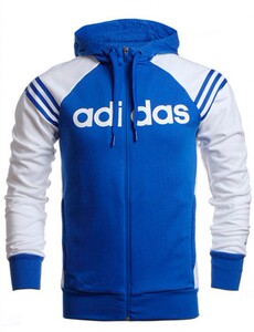 AO1130 专柜正品ADIDAS阿迪达斯男连帽茄克外套蓝白长袖亏本清货