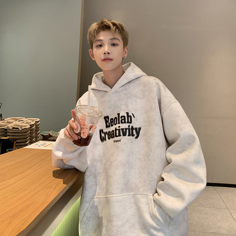 现货420克烫金扎染重磅卫衣男秋冬款连帽潮牌美式加厚外套WY805,男装卫衣,电商A456（原C415）