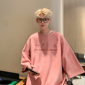 JPT80-P25特控39插肩袖夏季美式复古短袖T恤男士HEI图片