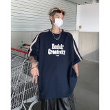 T565-P40控59高街潮牌男士潮流T恤上衣夏季宽松织带重磅短袖XIN，男装T恤，电商A456（原C415）
