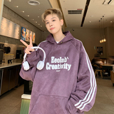 现货420高克重秋冬三条杠麂皮绒连帽卫衣外套紫JP605-P58特，女装短外套，电商A456（原C415）