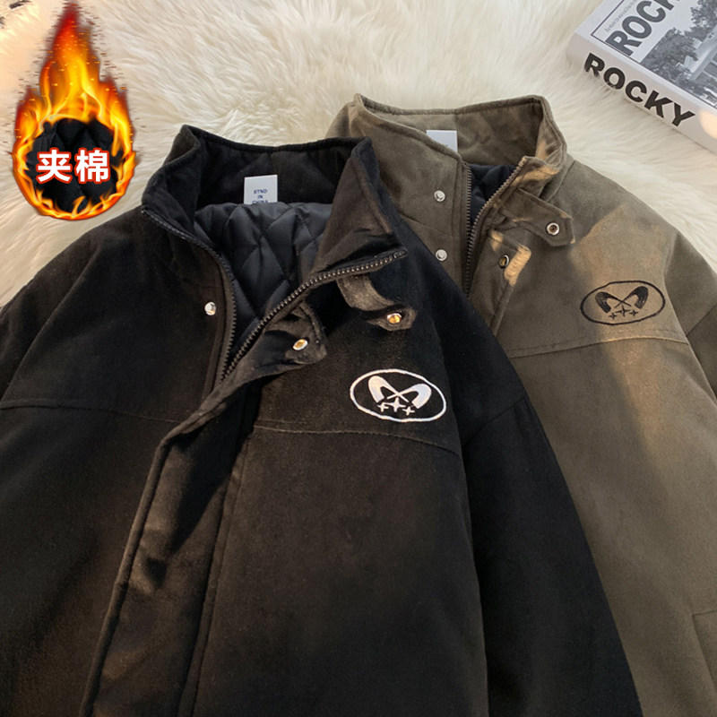 现货冬季直播美式潮牌麂皮绒夹克加棉衣休闲外套A456-MY133-P88，男装夹克，电商A456（原C415）