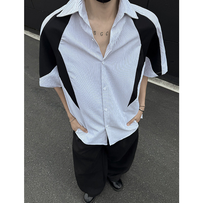 主推CY08-P30特现货夏季短袖条纹衬衫男潮牌潮流中性衬衣e,男装T恤,电商A456（原C415）