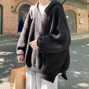 现货冬季加厚针织衫套头毛衣冬装宽松连帽外套MY03-P50特图片