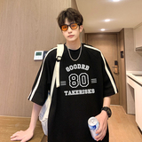 T585-P40控59夏季潮牌男士潮流T恤上衣插肩袖宽松织带重磅短袖，男装T恤，电商A456（原C415）