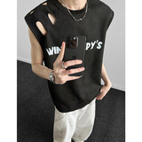 现货B38特P25控48破洞美式无袖背心男夏季宽松运动坎肩美式t恤，男装背心/马甲，电商A456（原C415）