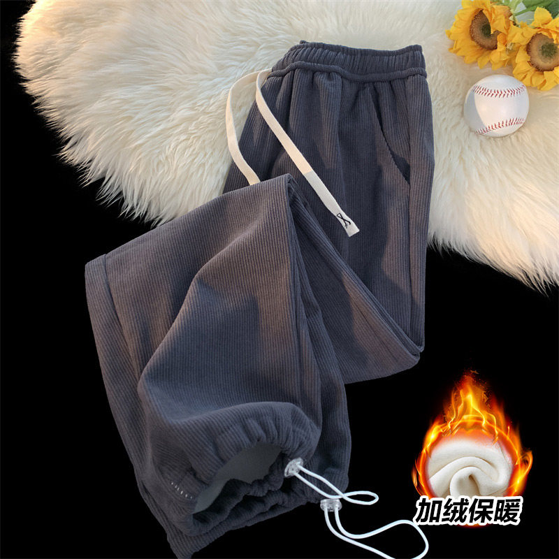 现货毛毯欧绵绒加绒抽绳潮牌宽松大码长裤A456-K833-P35加绒40,男装卫衣,电商A456（原C415）