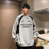 直播重磅美式复古插肩袖拼接加绒卫衣外套A432-WY98-P50加绒P60，女装短外套，电商A456（原C415）