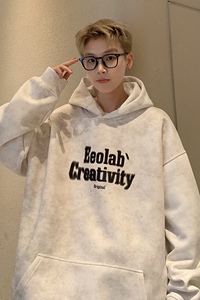 现货420克烫金扎染重磅卫衣男秋冬款连帽潮牌美式加厚外套WY805图片