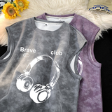 ZRB117-P22控38潮牌扎染无袖背心男夏季宽松运动坎肩美式t恤，男装背心/马甲，电商A456（原C415）